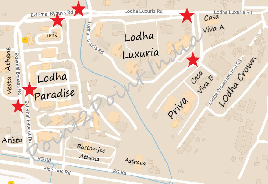 Lodha Complex Apartments and Bus Stops within Lodha Complex Area
